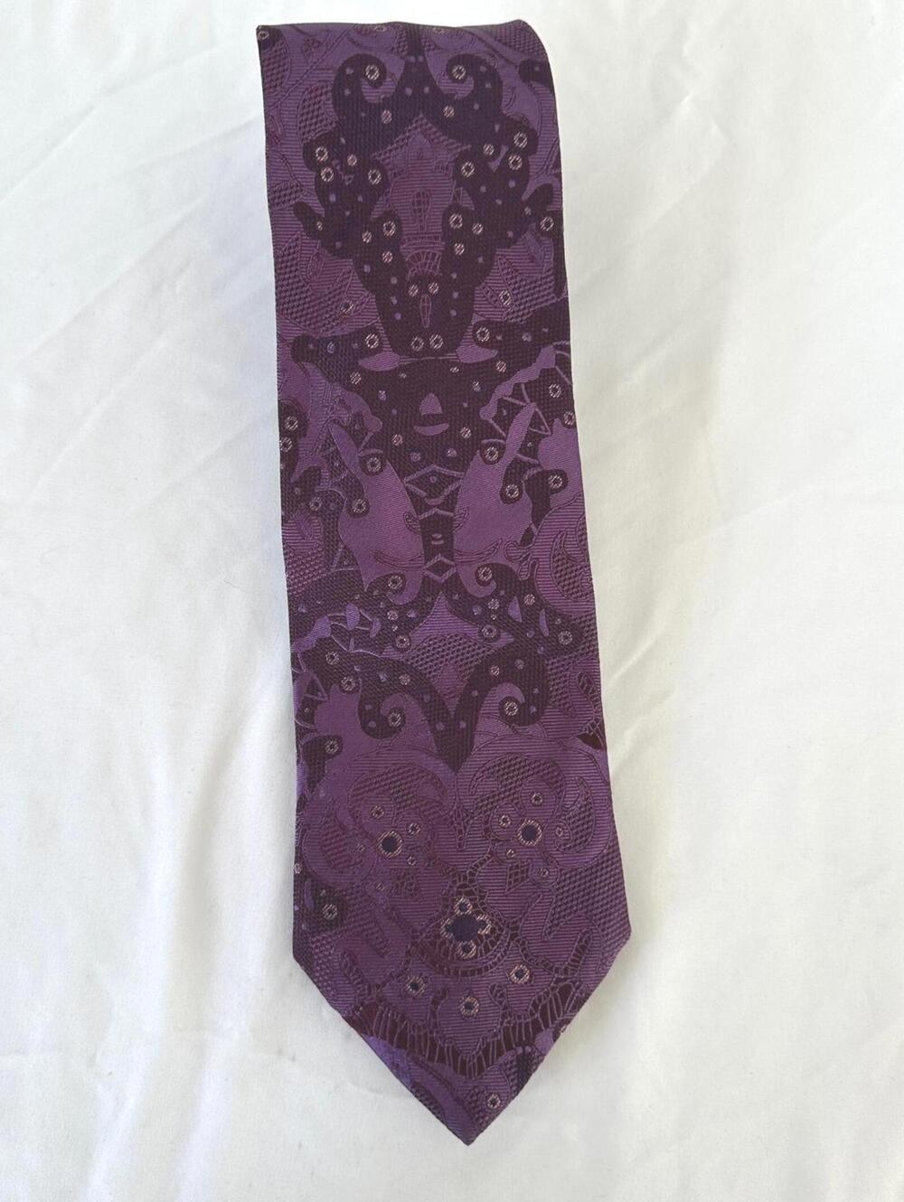 Christian Lacroix Purple Tie Luxury Silk Blend Made in Italy